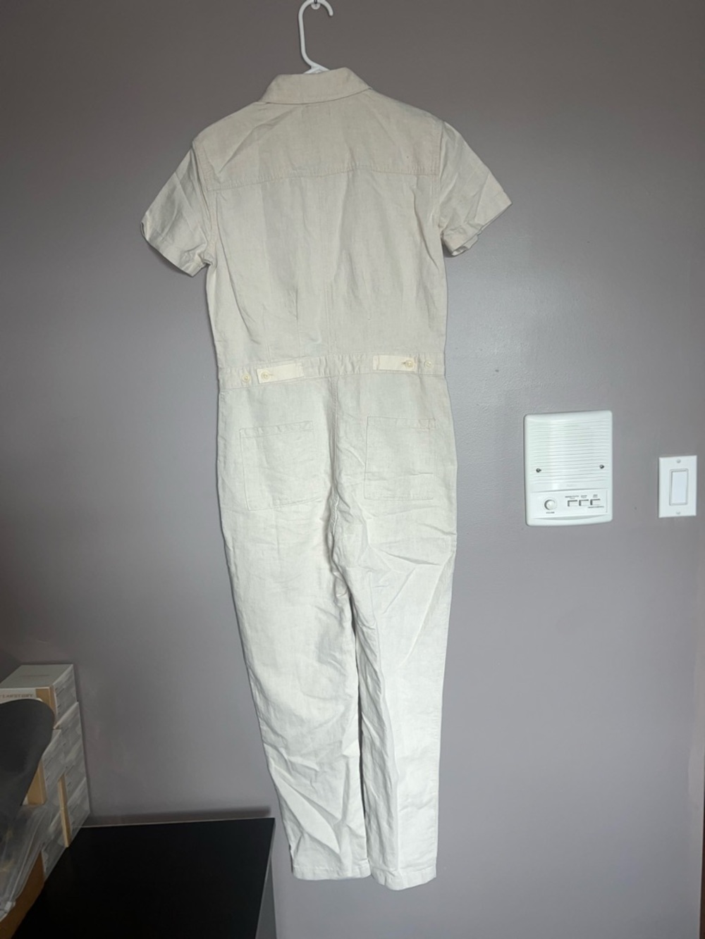Woven Utility Jumpsuit in Light Cream - Picture 7 of 7